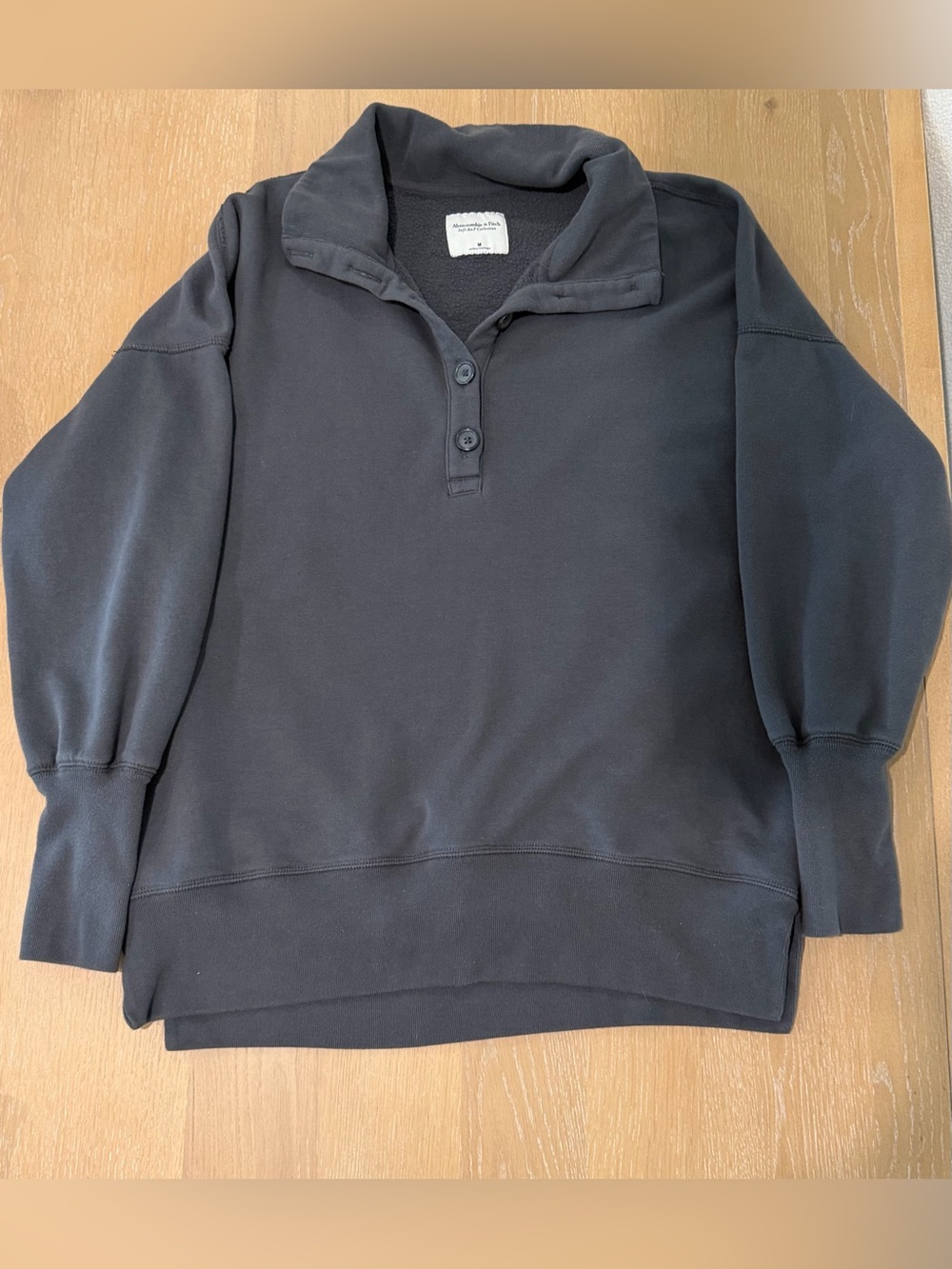 Abercrombie & Fitch Gray Sunday Mock Neck Henley Sweatshirt Medium